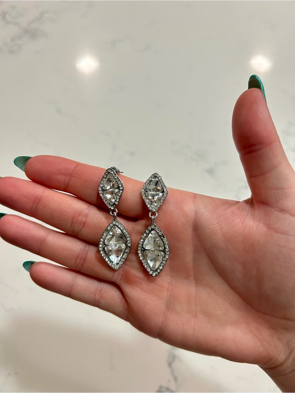 Silver Jeweled Earrings - Women’s One Size